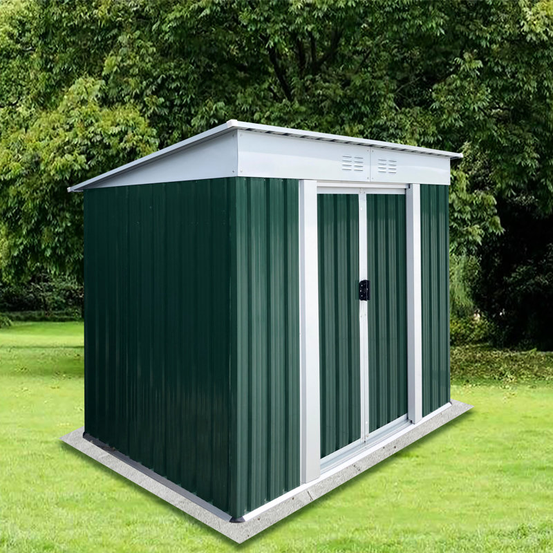 Outdoor Storage Shed 6ftx4ft Pent Roof - Built With Tough Galvanized Steel & Aluminum Alloy Corrosion Ideal For Storing Diverse Tools, Bicycles, Garden Equipment Created Robust Offers A Place