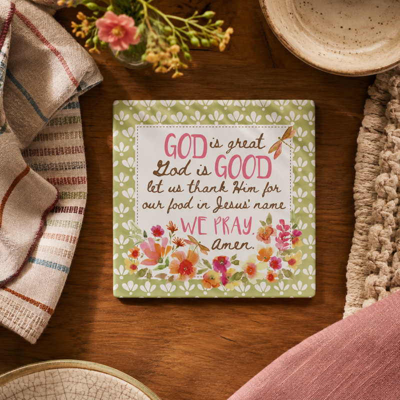 Glass Trivet God Is Great We Pray