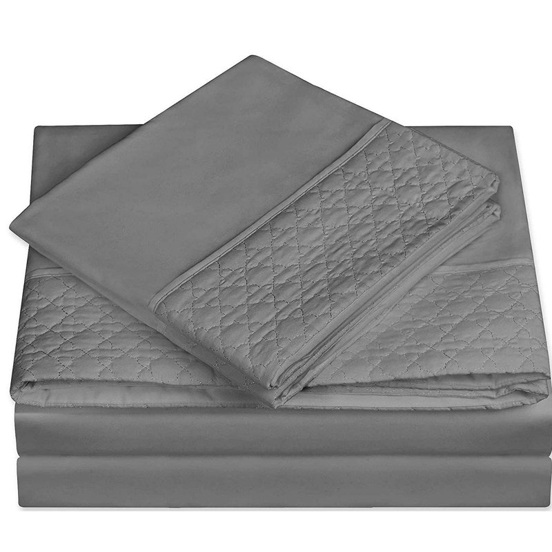Microfiber Sheet Set, Gray, Queen Sheet Set with 2 Pillowcases