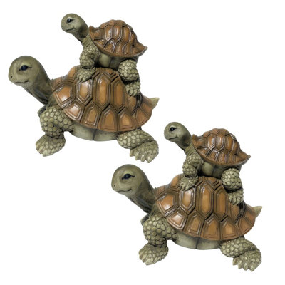 «2-PC Set» ICE ARMOUR l 6,5 po Tortue avec figurine de statue de bébé Décoration d'ornement maison / chambre et idées de cadeaux parfaits pour le réchauffement de la maison, les Fêtes et les Anniversaires