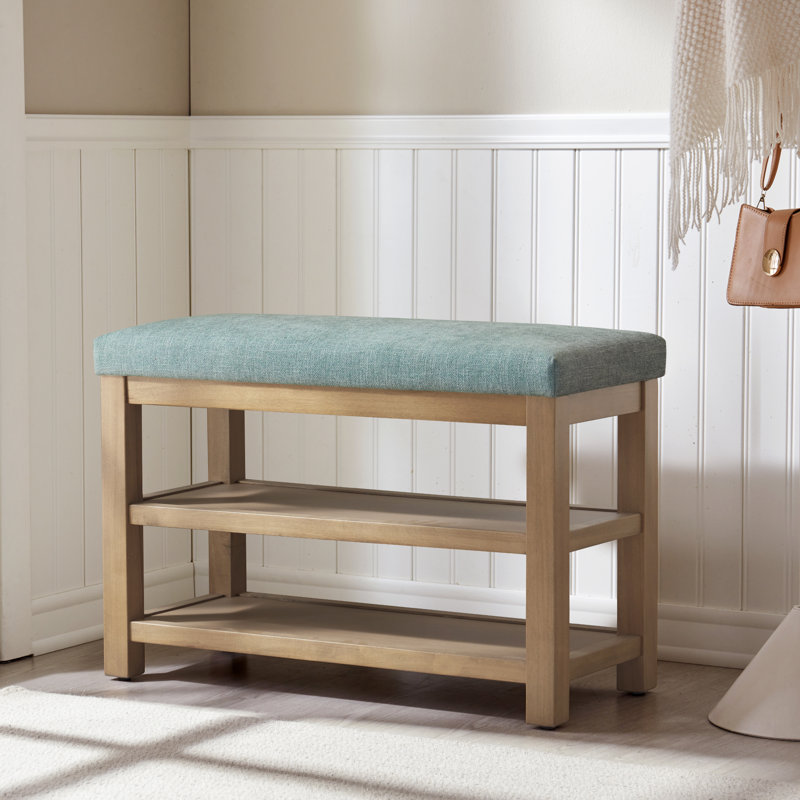 Banc de rangement pour chaussures rembourré Hahnville, Sarcelle, H 21,3 po x l 31,5 po x P 13,8 po