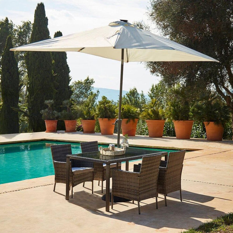 Ahmid Rectangular Piece 4 - Person 150Cm L Outdoor Table Set, Grey, Cream 