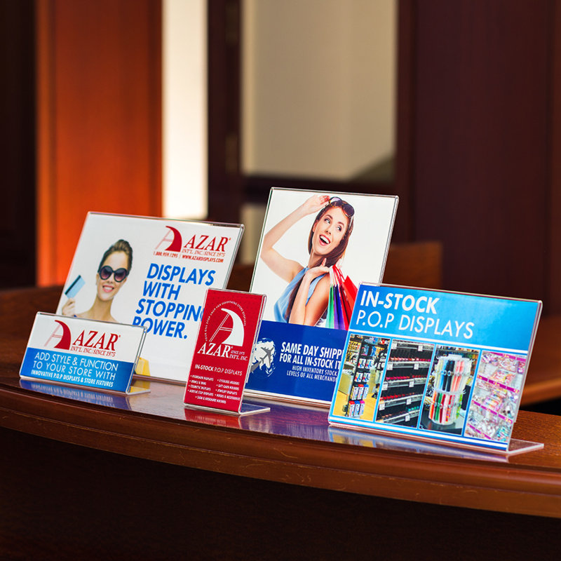 Clear Acrylic L-Shaped Portrait Desktop Sign Holder