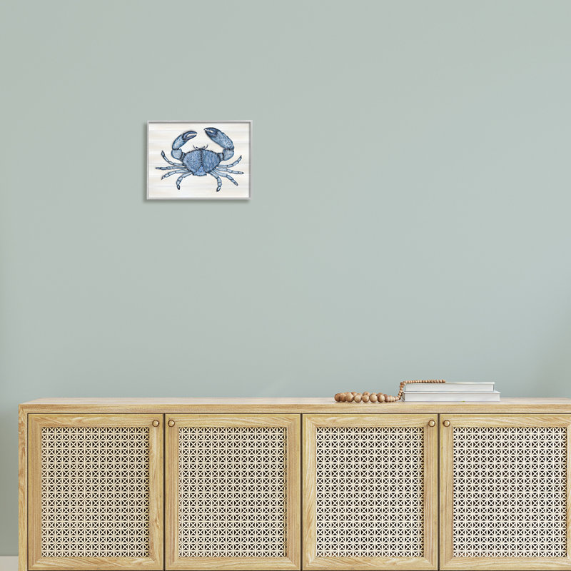 Crabe bleu détaillé granuleux, H 11 po x l 14 po x P 1,5 po, Estampe numérique Farmhouse