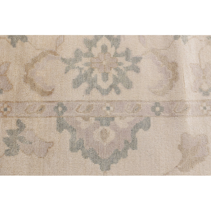 Antique Weave Oushak Wool Oriental Area Rug in Ivory, Rectangle 14' x 18'