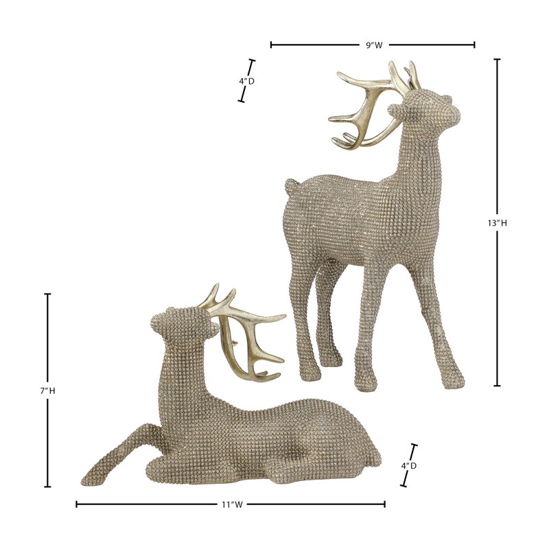 Cerf à paillettes en résine 11 à 13 po