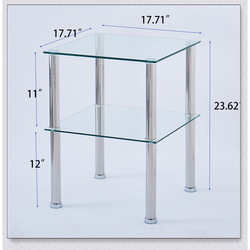 Table d'appoint 2 pièces avec rangement à 2 niveaux, table de chevet moderne pour le salon et la chambre à coucher, conception en verre trempé durable