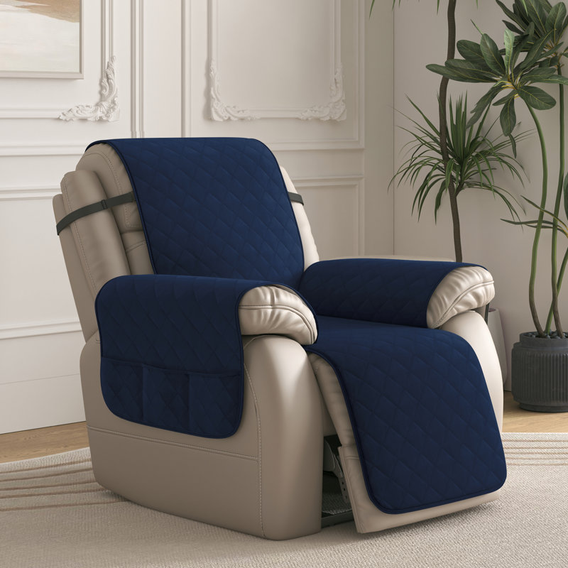 Housse matelassée et réversible pour fauteuil inclinable, Marine, Petit: H 91 po x l 25 po x P 22 po