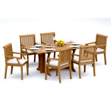 7 Pcs Grade-A Teak Wood Dining Set: Warwick Console Folding Rectangle Table And 6 Sack Arm Chairs #11SK1506