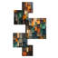 «Green» et «Yellow Mosaic Cubes Rain», ensemble de 5 tuiles murales abstraites