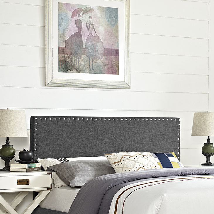 Modway Phoebe Queen Fabric Headboard, Gray