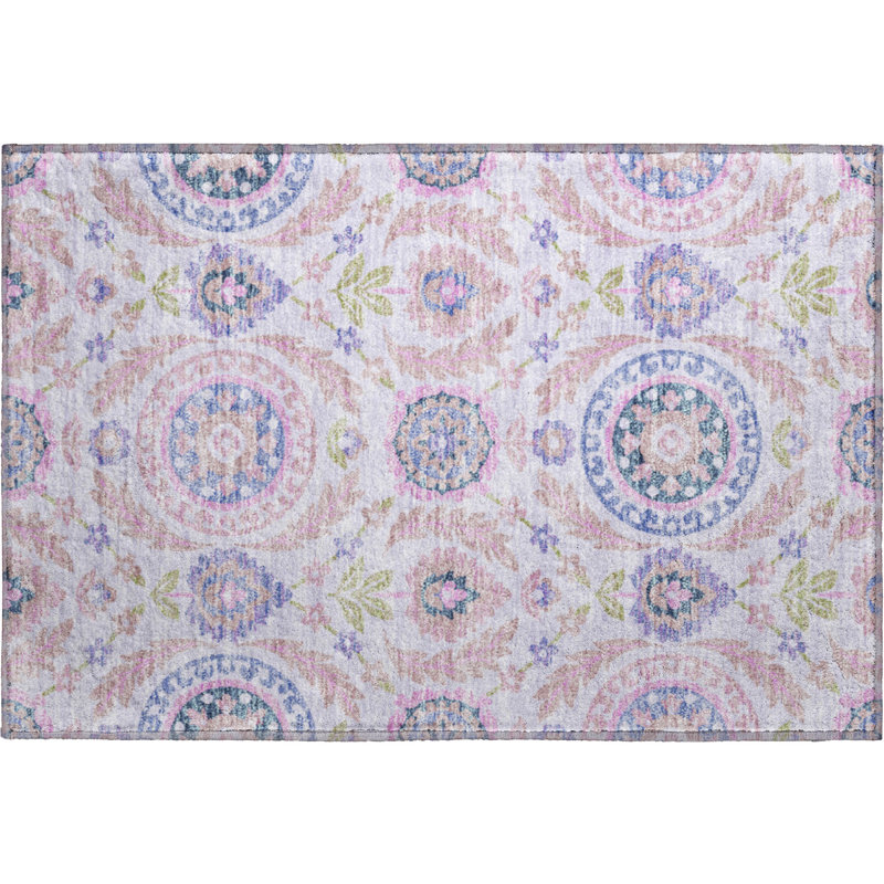 Premium Machine Washable Prisco Blush Rug, Rectangle 1'8" x 2'6"