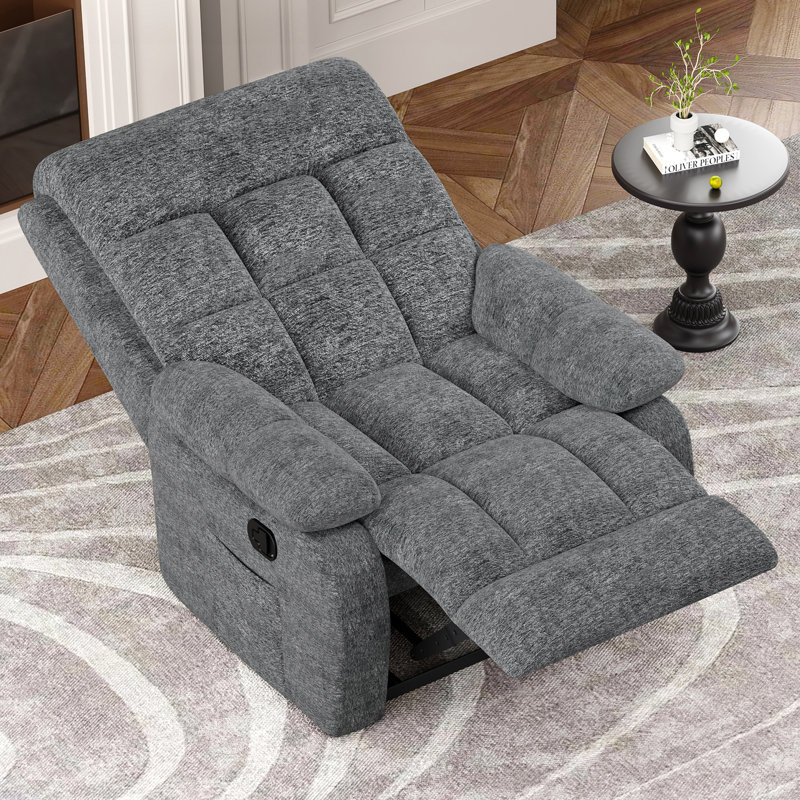 Fauteuil inclinable moderne rembourré avec coussins moelleux et accoudoirs rembourrés, Gris