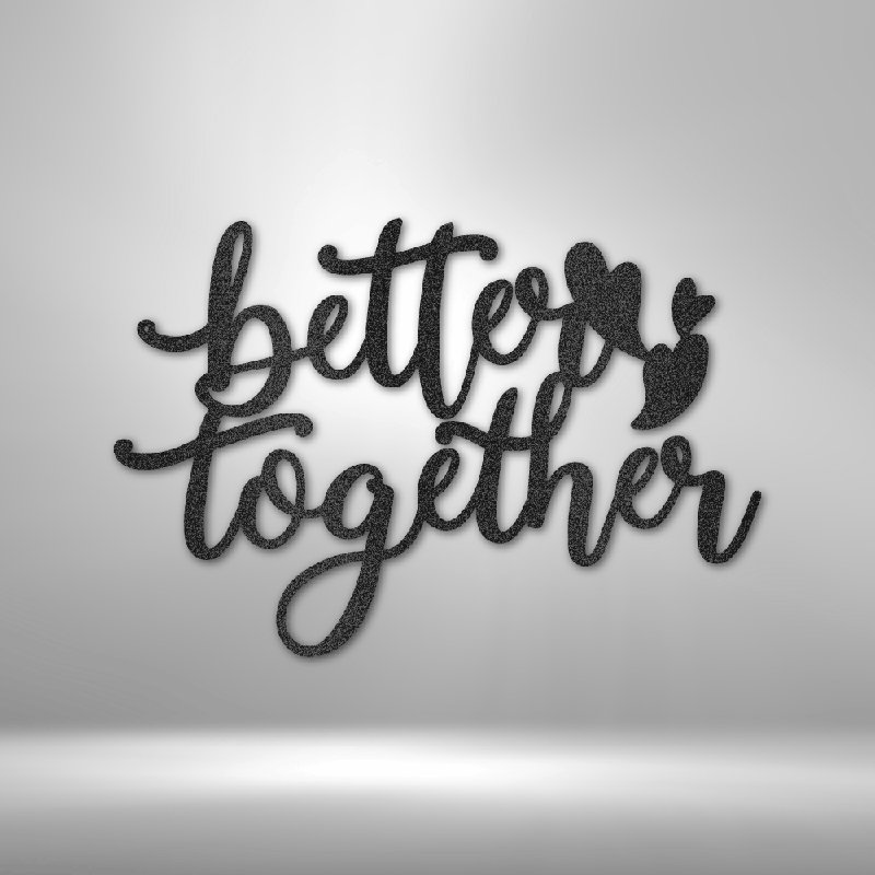 Citation en métal Better Together, Noir, H 14,25 po x l 14,5 po x P 0,5 po