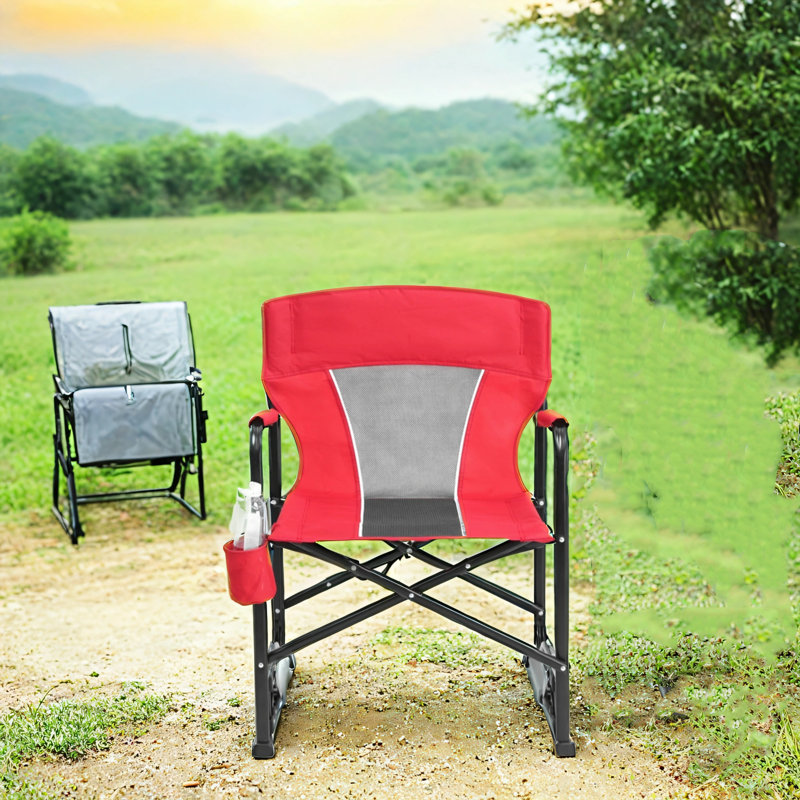 Chaise berçante pliante portative pour l'extérieur, Rouge