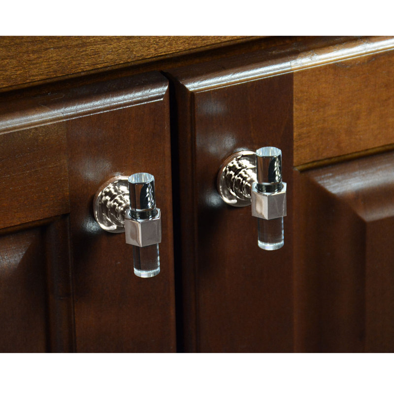 1 3/4" Length Bar Knob, Clear/Brushed Nickel, Black Walnut/Polished Nickel