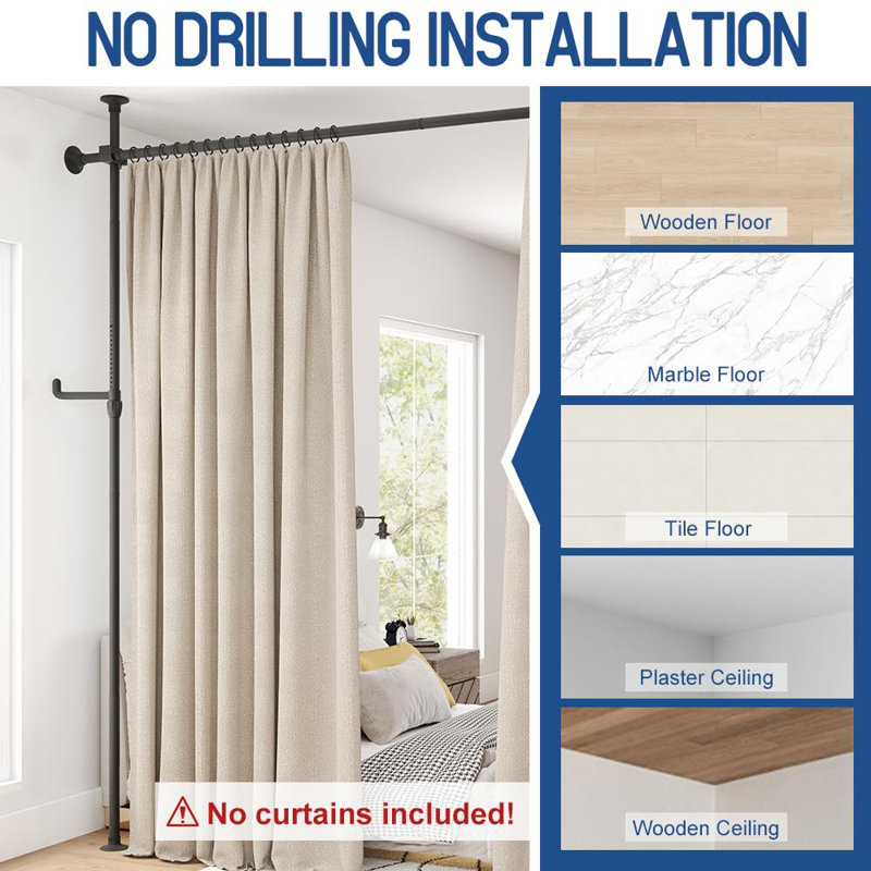 Satin Adjustable Curtain Pole Set