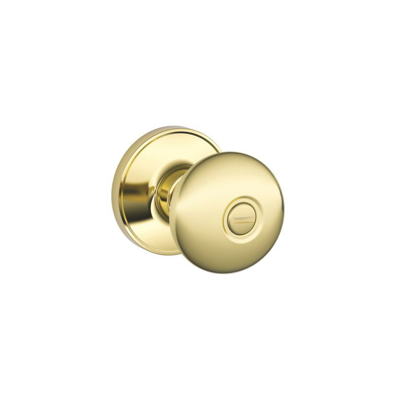 Stratus Knob Bed and Bath Lock, Bright Brass