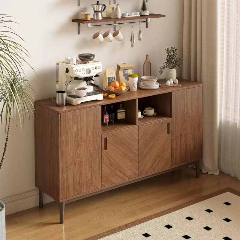 All-Solid Wood Retro-Style Sideboard, 35.43" H x 62.99" W x 13.78" D