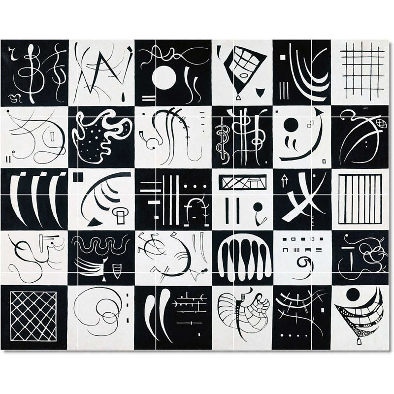Carreau de peinture murale 40 po x 32 po 8 po x 8 po, Wassily Kandinsky, abstrait W22738