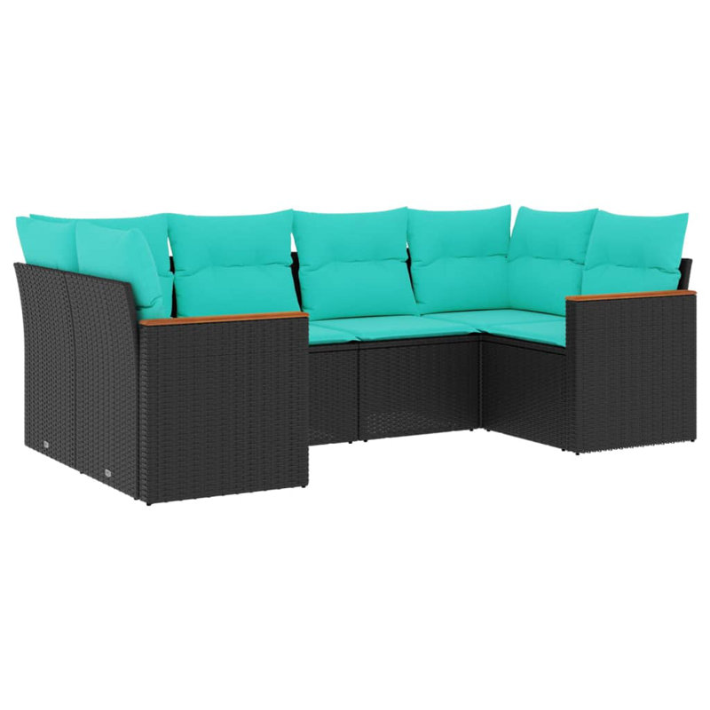 Ensemble de canapé de jardin noir pour l'extérieur
