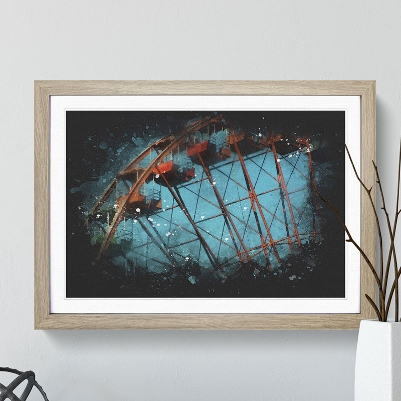 Ferris Wheel Vol.2 - Picture Frame Graphic Art, 27cm H x 36cm W x 2cm D, Oak Framed