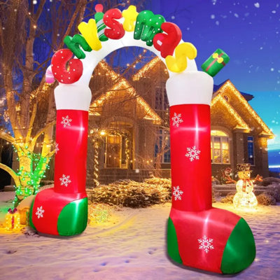 10FT Gaint Outdoor Christmas Inflatable Archway Decorations, Built-In LED Lighted Blow Up Merry Christmas Arch Decorations For Christmas Party Outdoor Garden Lawn Yard Decorations