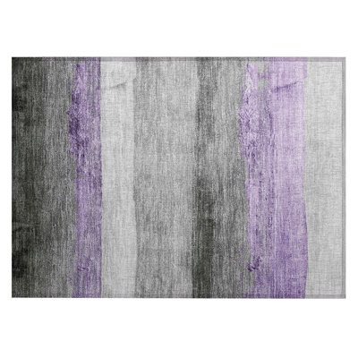 Machine Washable Indoor/Outdoor Xhevrie Lavender Rug