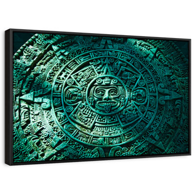 Decor Elements " Green Aztec Sun Stone Wall Art "