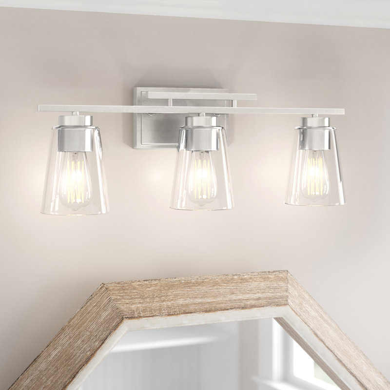Averi 3-Light Dimmable Vanity Light in Satin Nickel, Satin Nickel