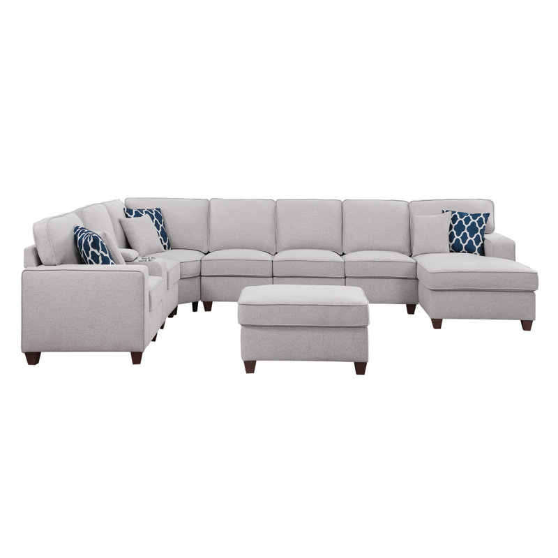 Canapé modulaire rembourré 9 pièces avec canapé Modern Eric, Gris clair