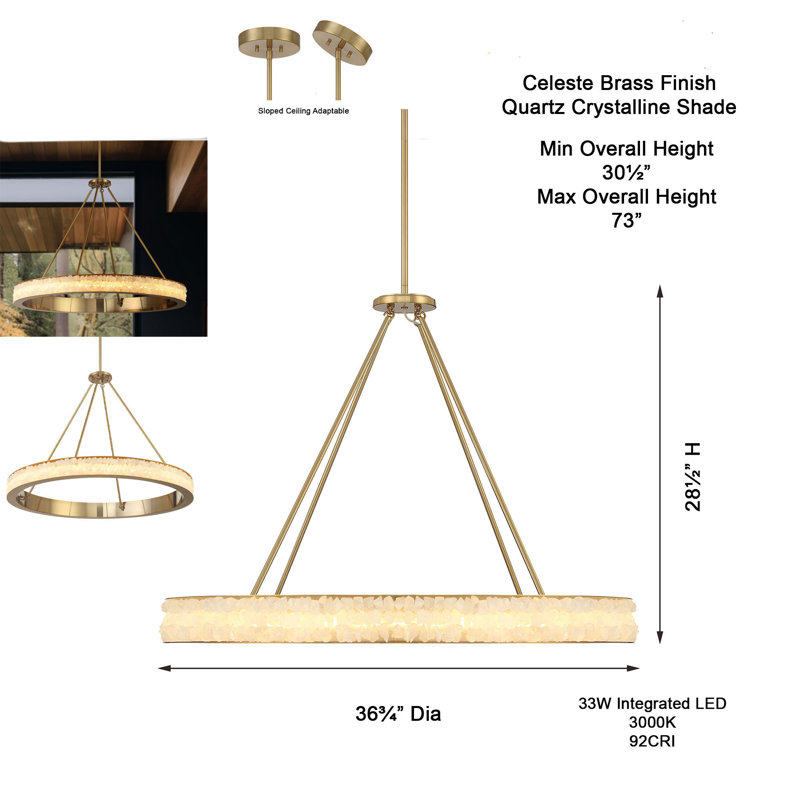 Divinely LED Chandelier, 28.25" H x 36.25" W x 36.25" D