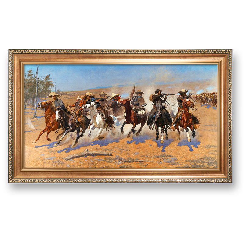 «A Dash for the Timber» par Frederic Remington, reproductions d'art classiques du monde, art encadré pour HomeDecor, cadre avec texture encadrée