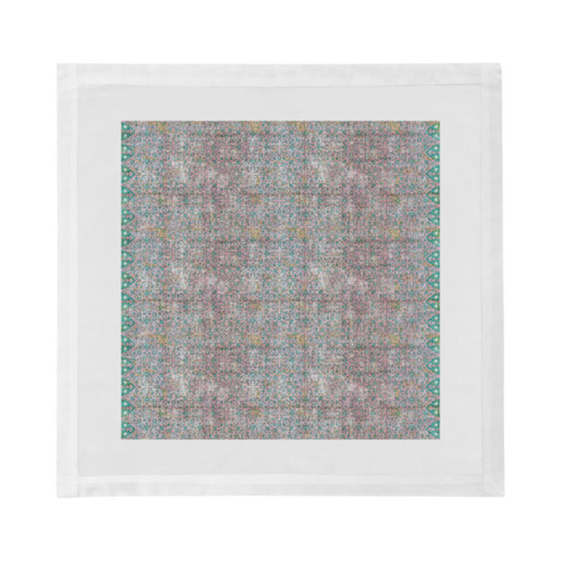 Iznik Cotton Sateen Dinner Napkins, Green Pink