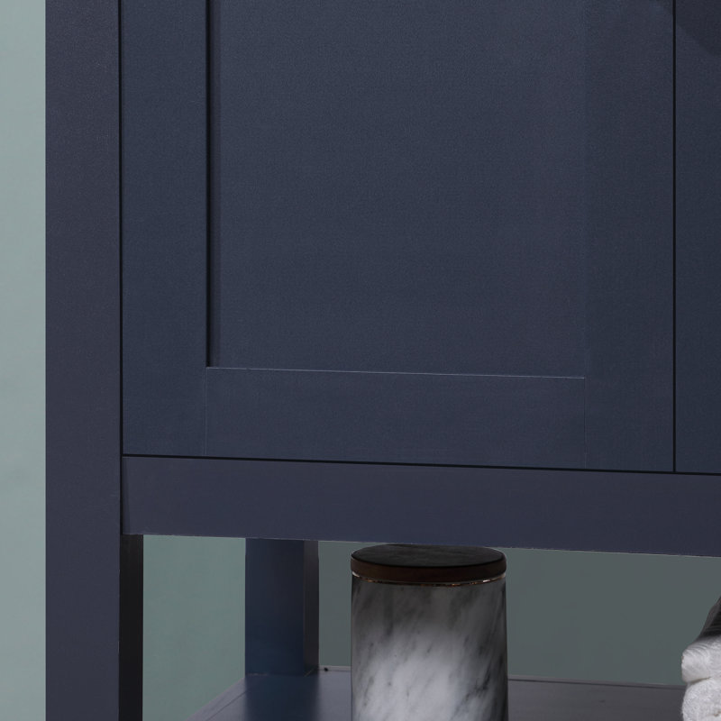 Midnight Blue Freestanding Bathroom Vanity with Marble Top