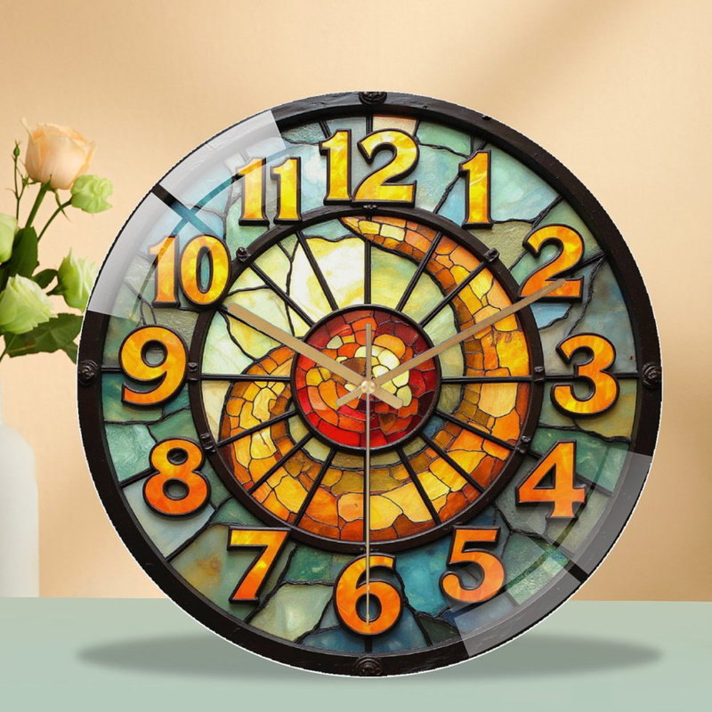Decorative Wall Clock Unique Design Art - 12'' Modern Glass Wall Clock