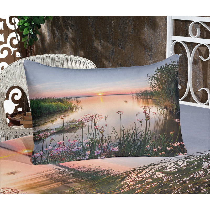 Ambesonne Nature Fitted Sheet & Pillow Sham Set, Pale Blue Pale Pink, King Sheet Set + 1 Fitted Sheet + 4 Pillowcases