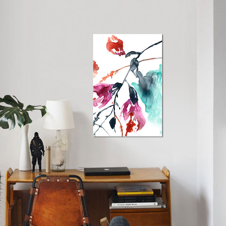 «Hanging Fuchsia II», reproduction sur toile, H 60 po x l 40po x P 1,5 po, Pas de tapis, Toile tendue