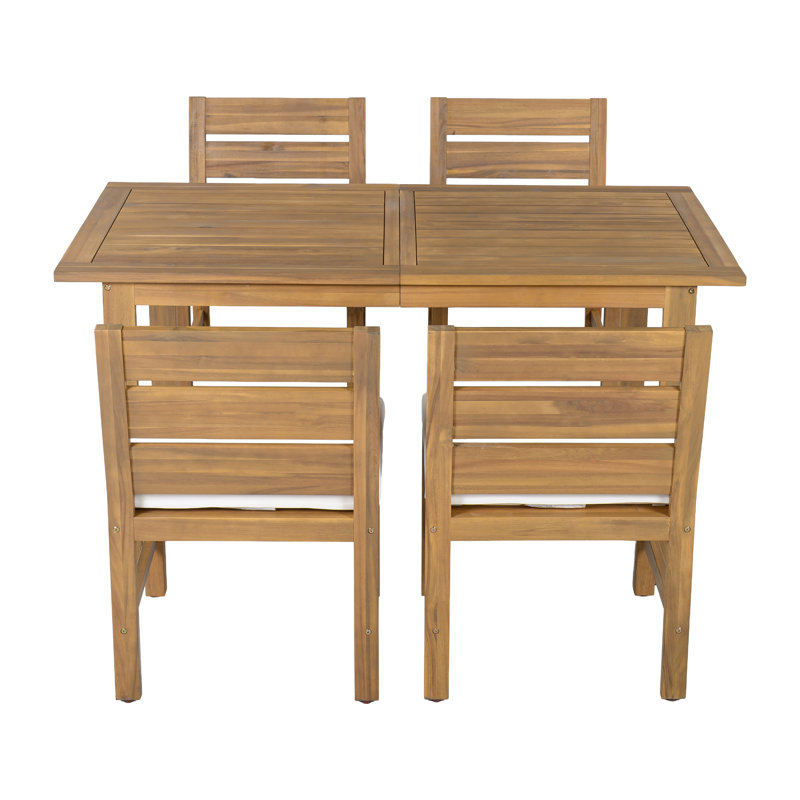 Ensemble de salle à manger d'extérieur pour 4 personnes Zavelle, Naturel et coussin beige
