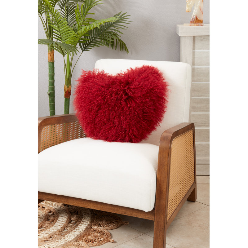 Mongolian Lamb Pillows Throw Pillow, Red
