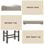 Tabouret de bar moderne sans dossier en lin beige, pieds carrés en hévéa et garniture cloutée
