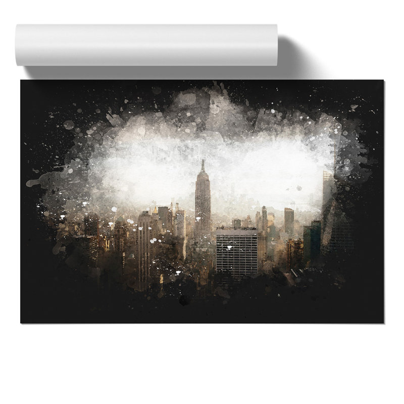 New York Skyline Paint Splash - Frameless Print, 59cm H x 84cm W x 0.1cm D