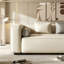 Chaise longue moderne en similicuir beige moderne