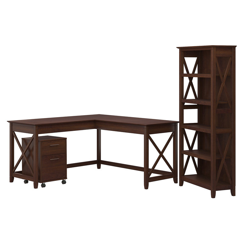 Huckins 3 Piece Credenza Desk Office Set, Bing Cherry