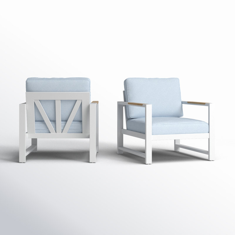 Méridienne d'extérieur Jayton, Bleu clair, Blanc
