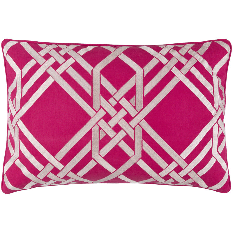 Geometric Linen Throw Pillow, Hot Pink/Ivory