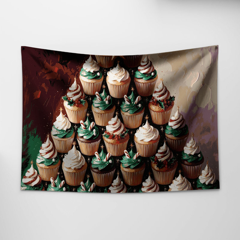 Tapisserie murale de sapin de Noël faite de petits gâteaux, 26 po x 36 po