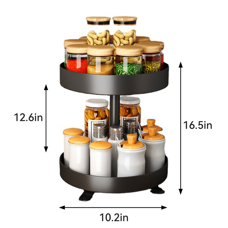 2-Tier Revolving Spice Rack, Black