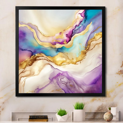 Liquide, univers avec une touche de V doré - reproduction sur toile