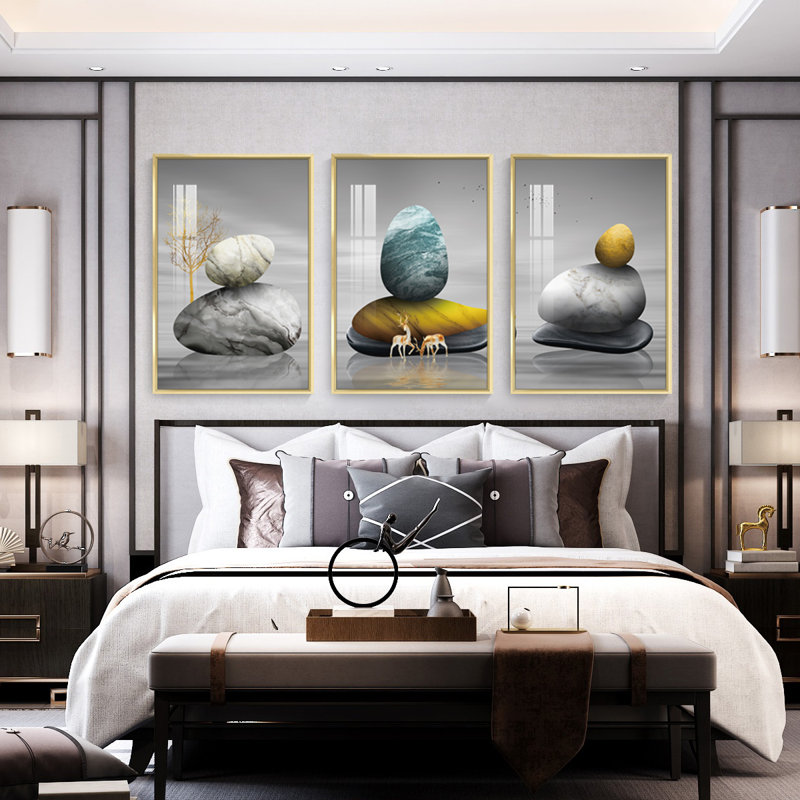 "Luxurious Aluminium", ensemble de 3 impressions encadrées sur toile, H 36,3 po x l 16,3 po x P 1,65 po, Or